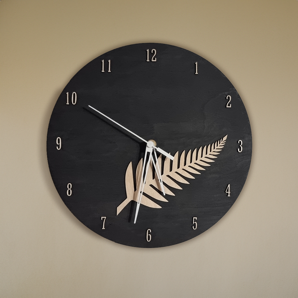 Fern Clock, All Blacks Clock, Rugby Clock