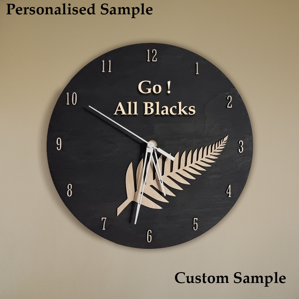 Fern Clock, All Blacks Clock, Rugby Clock
